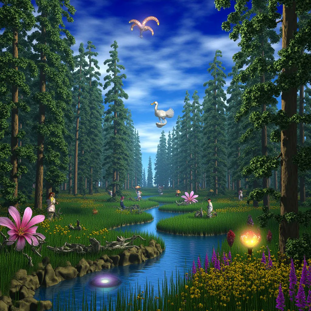 this is what i mean by flourishing parks - towering trees, diverse wildlife, and plants with glowing flowers. we can use ai to design these parks and ensure they’re thriving and not infested with invasive species. this is my vision for the future
